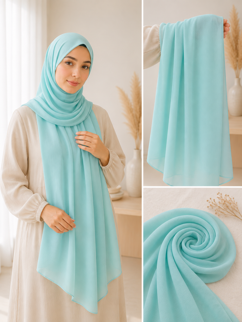 Premium Chiffon Mintblau