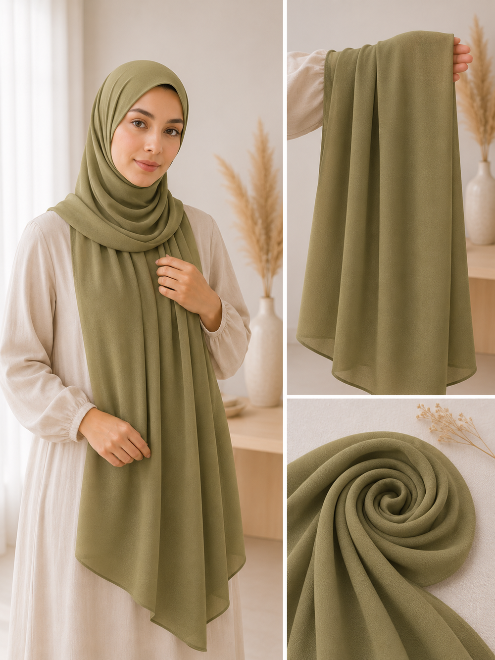 Premium Chiffon Olivgrün