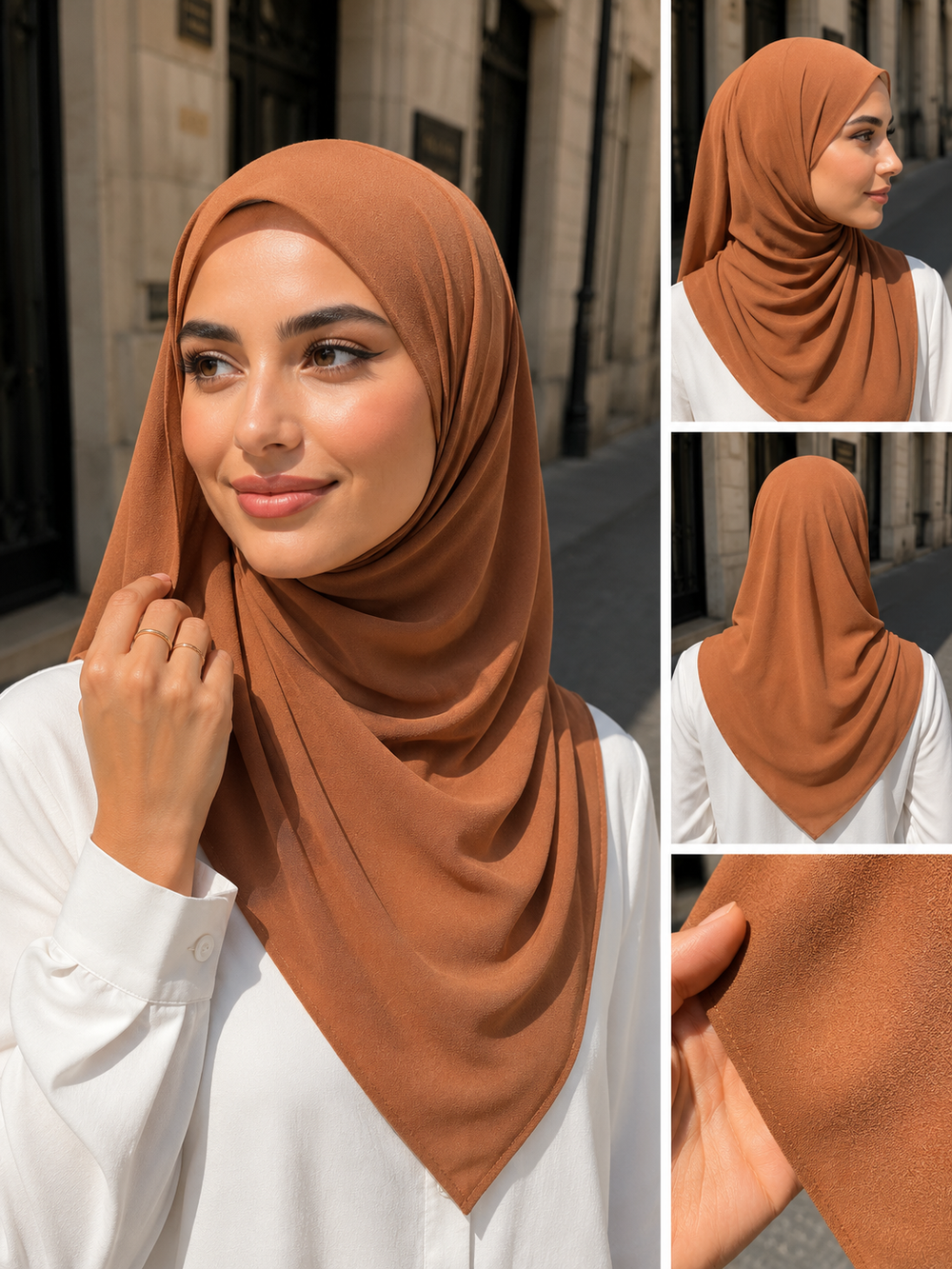 Premium Chiffon Zimtbraun