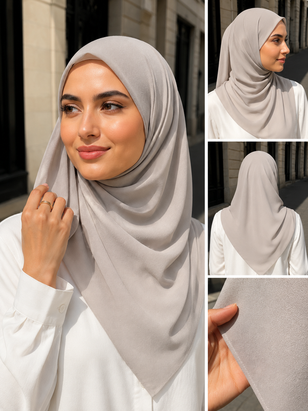 Premium Chiffon Hellbeige Grau