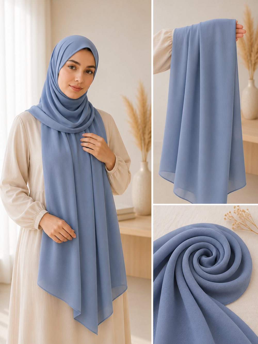 Premium Chiffon Puderblau