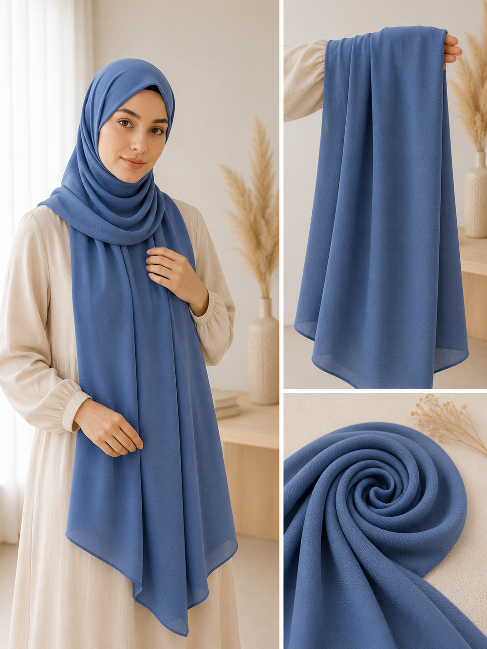 Premium Chiffon Jeansblau